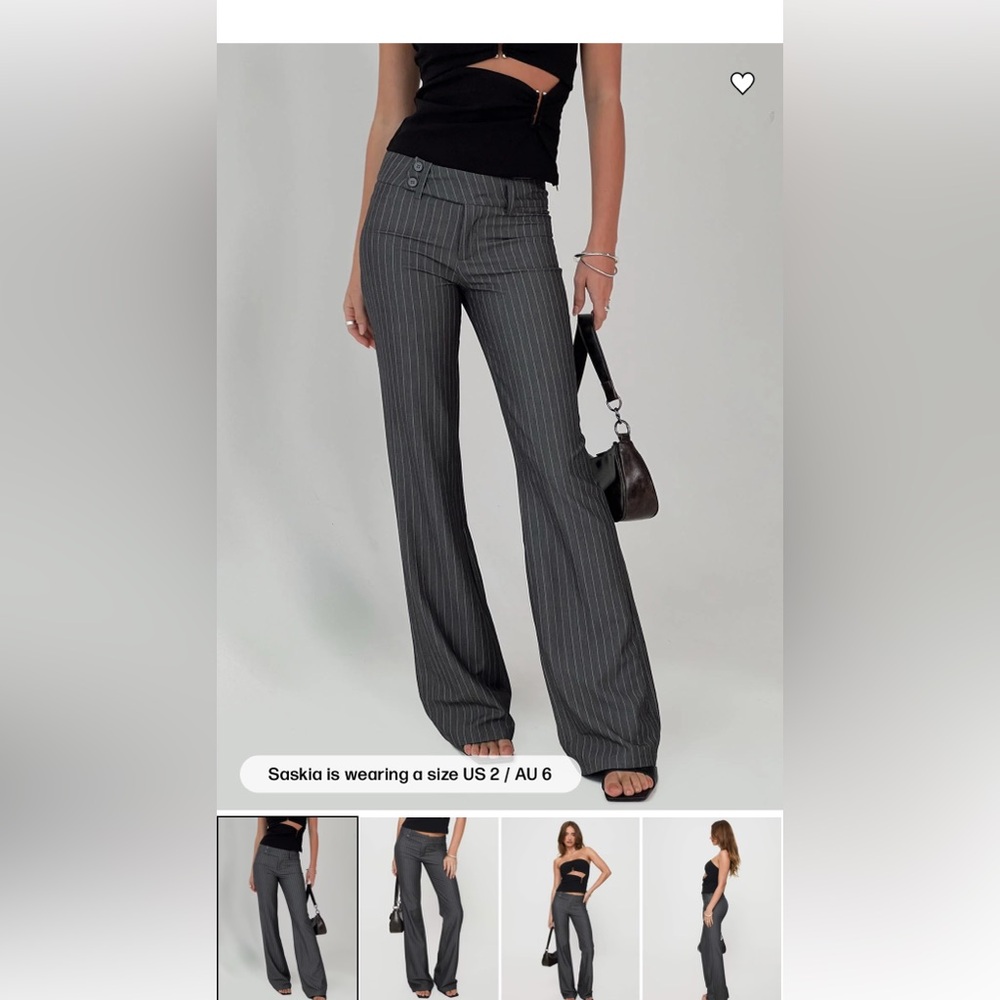 Princess Polly Grey Pinstripe Kinkirk Flare Pants